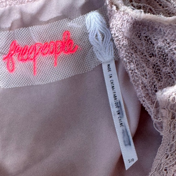 Free People Mixed Mesh Champagne Beige Bodycon Dress Sz S - Picture 4 of 5